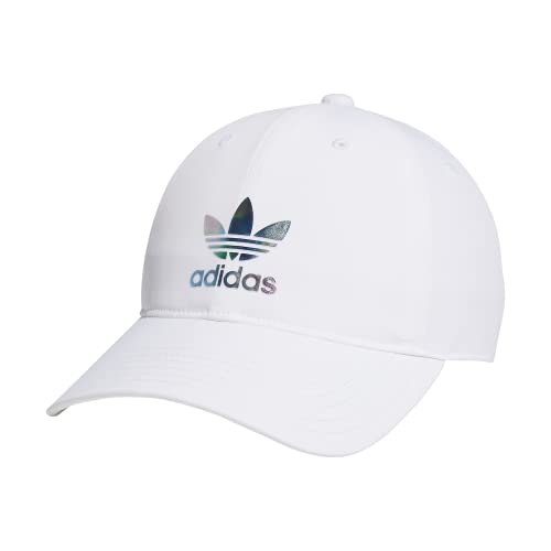 adidas Originals Women's Iridescent Trefoil Relaxed Fit Adjustable Cap, White/Rose Tone Pink/Halo Mint Green, One Size