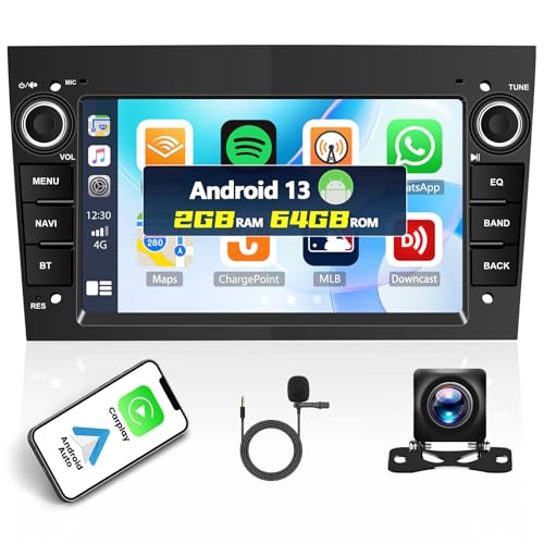 【2 + 64 GB】 Autoradio Android 13 für Opel Astra Antara Vectra Corsa Vivaro, 2 DIN 7 Zoll Touchscreen, Radio mit Wireless Carplay Android Auto, Bluetooth, WiFi/GPS HiFi/FM/RDS SWC CANBUS + AHD