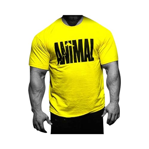 Animal Herren Kultiges Design T-Shirt, gelb, XL
