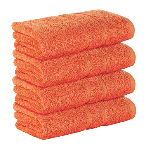 StickandShine 4er Set Premium Frottee Handtuch 50x100 cm in orange in 500g/m² aus 100% Baumwolle