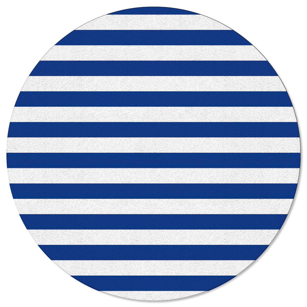 SunnyM Teppich, rund, Marineblau/Weiß gestreift, weich, rutschfeste Gummiunterseite, Yoga-Teppiche, für drinnen/Wohnzimmer/Schlafzimmer/Kinder, Stripe6s8052, 4'x4'