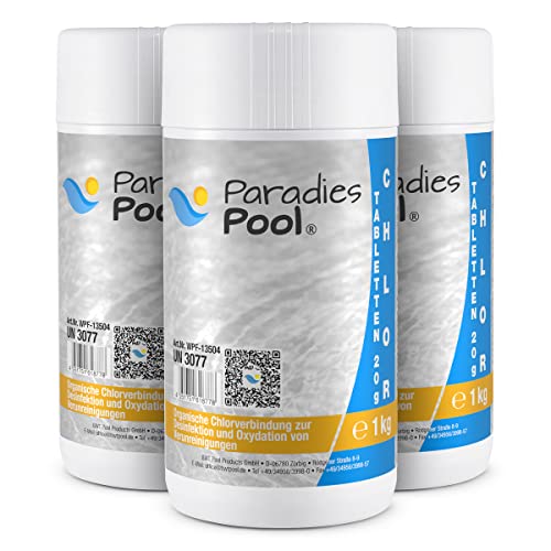 Paradies Pool Chlortabletten für Pool 20 g, Schwimmbecken, organisch, schnell löslich, Inhalt: 3 kg
