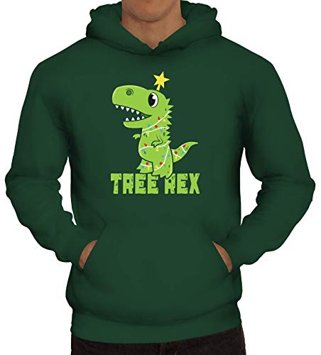 ShirtStreet süßes T-Rex Herren Hoodie Männer Kapuzenpullover Tree Rex, Größe: L,dunkelgrün