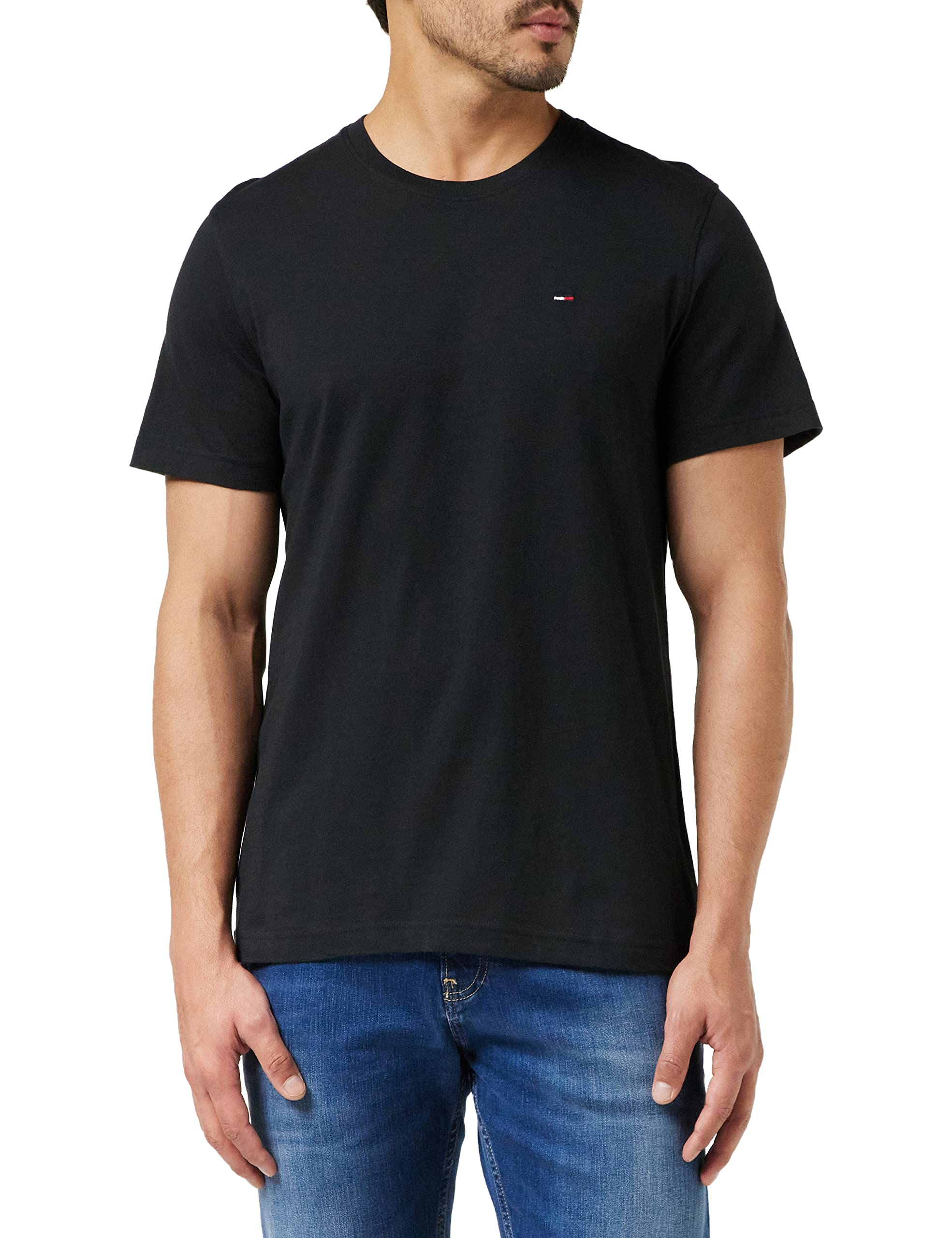 Tommy Jeans Herren T-Shirt Kurzarm TJM Original Slim Fit, Schwarz (Tommy Black), L