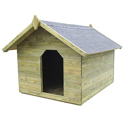 Hundehütte für Hunde, aus Holz, für den Außenbereich, Hundehütte mit wasserdichtem Dach, Hundehütte mit Regendach zum Öffnen mit Belüftung, aus FSC-imprägniertem Holz (105,5 x 123,5 x 85 cm)