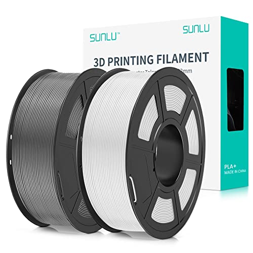 SUNLU PLA Plus 3D-Filament 1,75mm für 3D-Drucker und 3D-Stifte, 1KG PLA+ Genauigkeit der Filamenttoleranz +/- 0,02 mm, Weiß+Asche