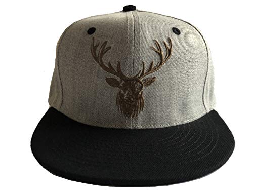 Sporty Deer Hirsch Elch Wald Schwarzwald Snapback Cap Herren Trucker Baseball (Schwarz/Grau)