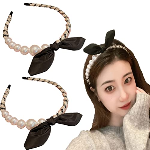 2 Stücke Frauen Stirnband Kaninchen Ohr Kopfschmuck Perle Stirnband Süßes Haarband Haarschmuck for Frauen Mädchen Diademas Coreanas Schönheitr