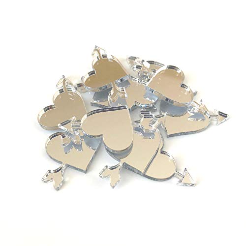 Servewell Bastelspiegel, Herz- und Pfeilform, 10 Stück, viele Farben, bruchsicheres Acryl, Bronze-Spiegel, Pack of 10 x 10cm