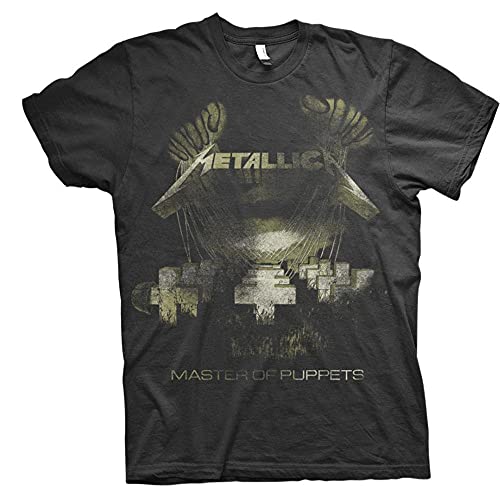 Metallica Herren Master of Puppets Distressed_Men_bl_ts:1xl T-Shirt, Schwarz (Black Black), X-Large