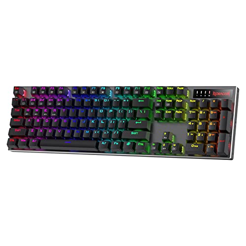 Redragon K556 PRO Verbesserte kabellose RGB-Gaming-Tastatur, BT/2,4-GHz-Tri-Mode-Aluminium-mechanische Tastatur mit verzögerungsfreier Verbindung, Hot-Swap-linearer leiser roter Schalter