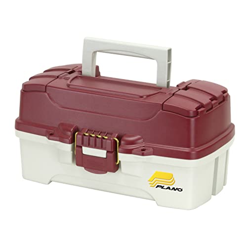 Plano 1 Fach Tackle Box mit doppeltem Zugang oben, Rot Metallic / Off-White, Premium Tackle Storage (620106)