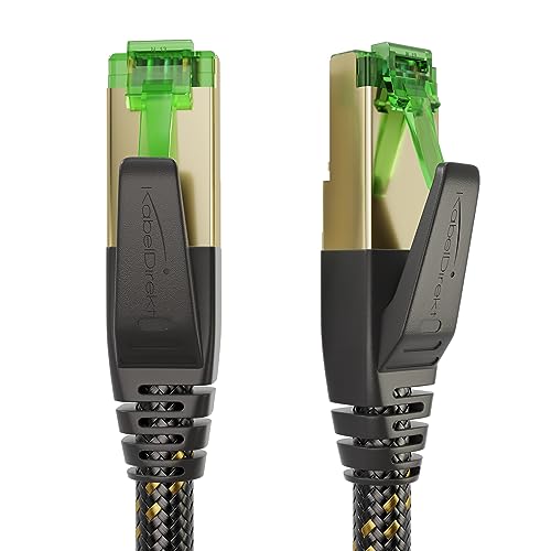 KabelDirekt – Cat 7 Netzwerkkabel, flexible Nylon-Ummantelung – 25 m – 10 Gigabit Lan Kabel & Ethernet Kabel (Patchkabel geeignet für Highspeed Netzwerke, Gaming, Switch, Router, PC & Modem, RJ45)