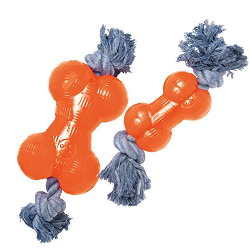 gloria TPR Orange Gummiknochen mit Seil (groß), L