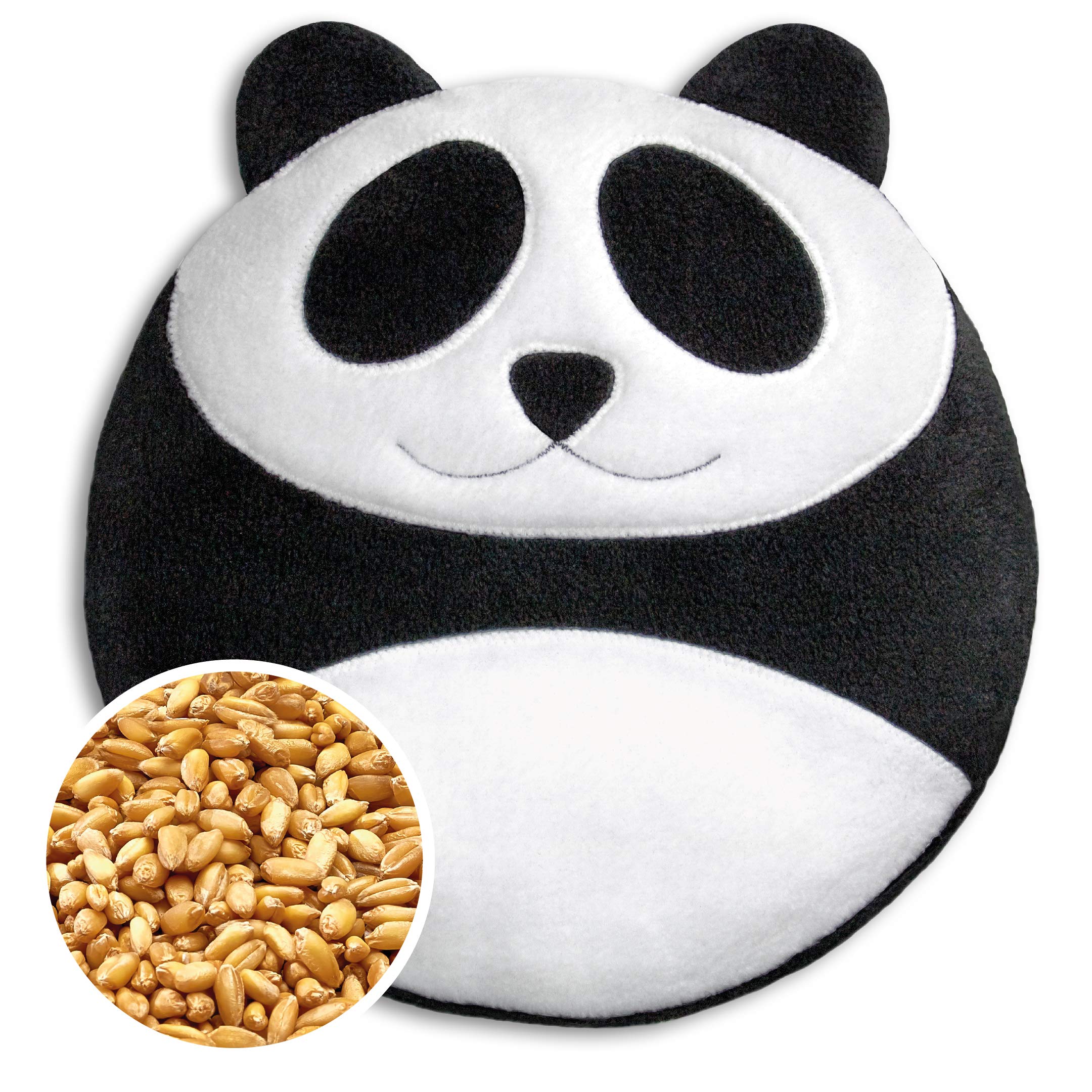 LESCHI Wärmekissen - 4 Kammer Körnerkissen für Mikrowelle - Tier Panda Schwarz, Weiß - anschmiegsames Getreidekissen mit Bio Weizen - ideal als Wärmespender im Winter und für den Bauch