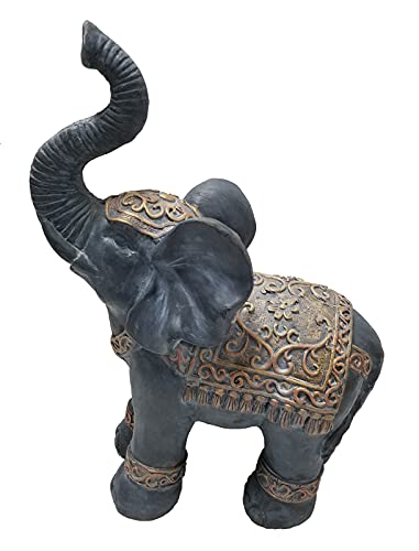Dehner Dekofigur Elefant, 51 x 37.5 x 18.5 cm, Magnesia, schwarz/Gold