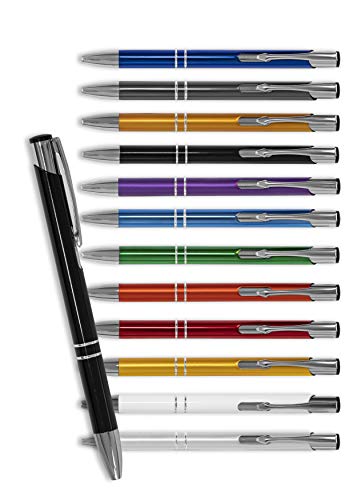 Kugelschreiber SIGNATURE ELEGANCE schwarz Aluminium eloxiert [50 Stück] Strichstärke: M ca. 0,6mm | Tinte: blau | HEAVYTOOL®