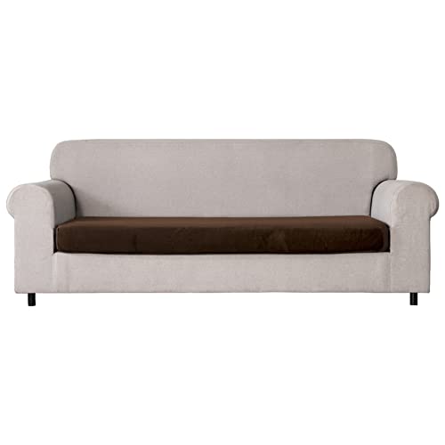 GEBIN Sofa-Sitzkissenbezüge, Stretch Sitzkissenschutz Samt, Elastischer Kissenbezüge, Couchkissen-Bezüge Ersatz für individuelle Kissen mit elastischem Stoff (Dunkelbraun,L)