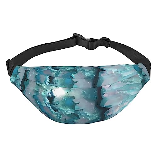 Teal Agate Fanny Pack for Men Women Belt Bag Adjustable Waist Pack for Travel Walking Running Bum Bags, Schwarz , Einheitsgröße