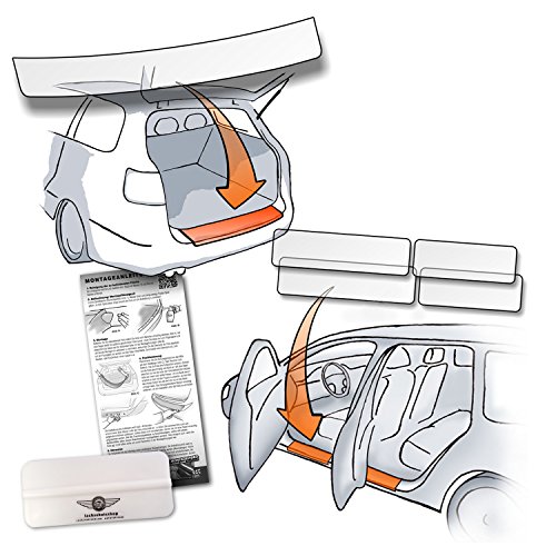 Set Passform Lackschutzfolie passend für Hyundai Kona (ab BJ 2017) im Set für Ladekante und alle Einstiegsleisten/Türeinstiege transparent 150µm, vorgeschnitten, paßgenau, selbstklebend