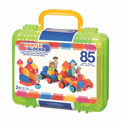 Bristle Blocks 85 Teile Bausteine Safari Figuren Set – Lernspielzeug Bauklötze mit Borsten, Motorikspielzeug – Kinder und Baby Spielzeug ab 2 Jahren