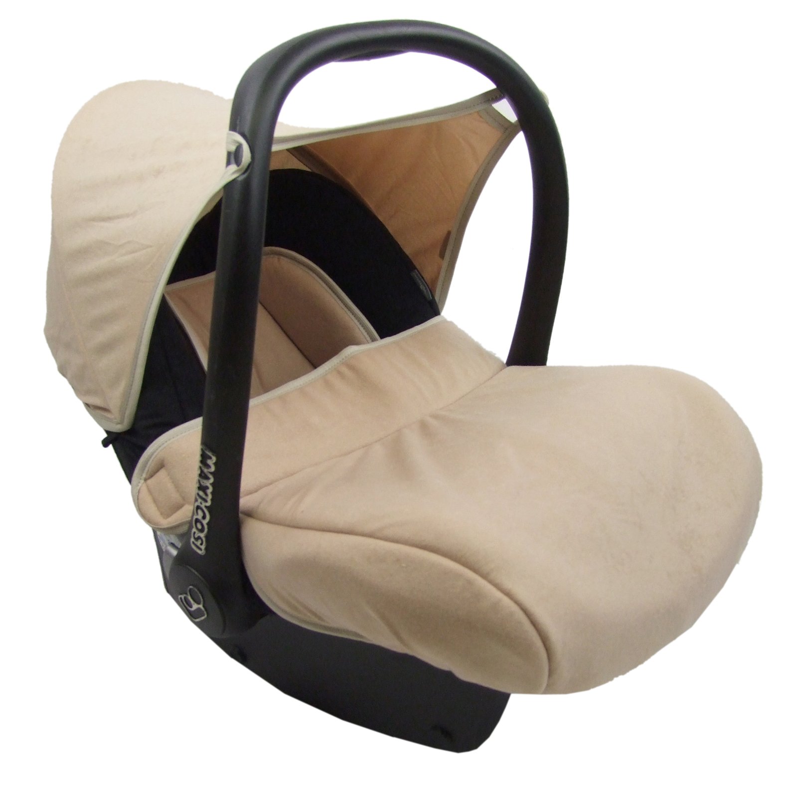 BAMBINIWELT Bezug Ersatzbezug kompatibel mit Maxi-Cosi CabrioFix für Babyschale 7-tlg Komplett-Set (schwarz-beige)