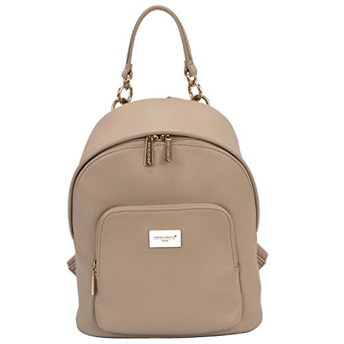 David Jones - Damen Kleine Rucksack Backpack - Frauen Weiches PU Leder Daypack - Casual City Mode Tagerucksack Schultasche Schulranzen Schulrucksack - Damenrucksack Städt Mädchen Fashion - Taupe Beige