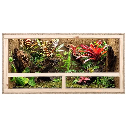 ECOZONE Holz Terrarium mit Seitenbelüftung 100 x 60 x 50cm - Holzterrarium aus OSB Platten - für Schlangen, Reptilien & Amphibien