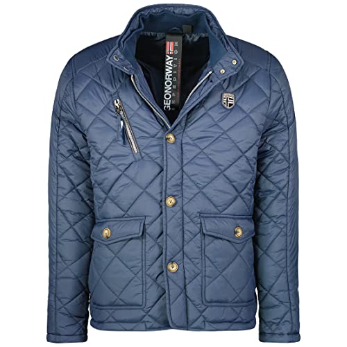 Geographical Norway Cargue Men - Warme Daunenjacke mit Matelassée für Herren - Jacke mit warmem Innenfutter für Herren - Winddichte Jacke mit langen Ärmeln (Marineblau M)