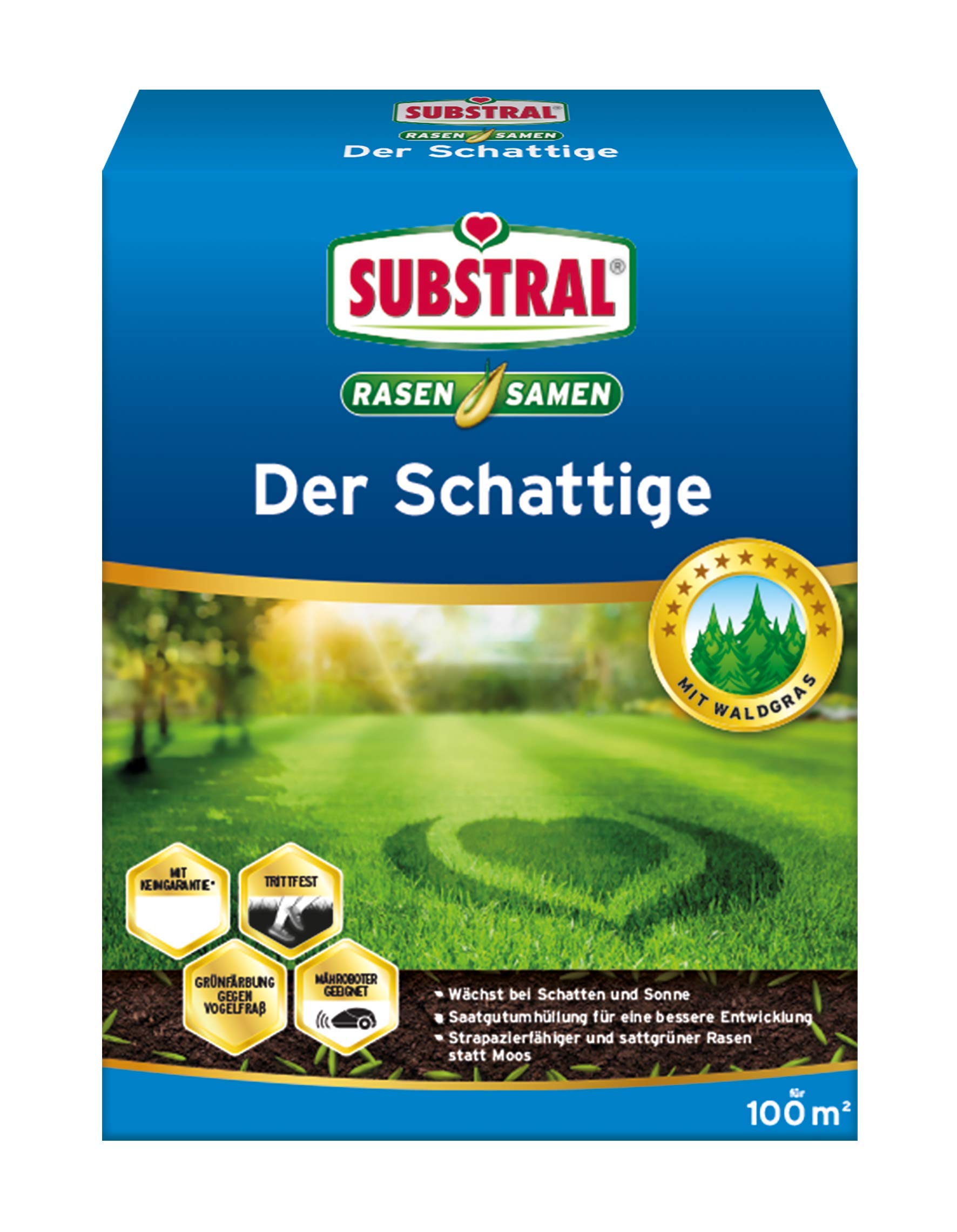 Substral Rasensamen Der Schattige, Schattenrasen, Premium Rasensamen für schattige Stellen, 2 kg für 100 m²