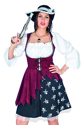 Piratin Kostüm "Jenna" für Damen | Piratenkostüm mit Totenköpfen (40/42)