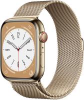 Apple Watch Series 8 (GPS + Cellular) 45mm Edelstahlgehäuse gold, Milanaisear...