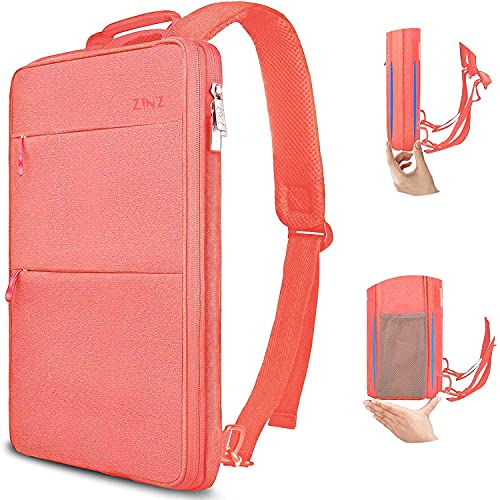 ZINZ Schlank und Erweiterbar 15 15,6 16 Zoll Laptop Rucksack mit USB Ladeanschluss, Wasserdicht Notebook Tasche für Männer und Frauen - Rosa