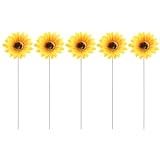 5 Stück Metall-Sonnenblumen-Gartenpfähle, Kunstdekoration, Outdoor-Blumenstab für Blumen, Hof, Außenbereich, Weg, Terrasse, Hof, Rasen-Dekoration