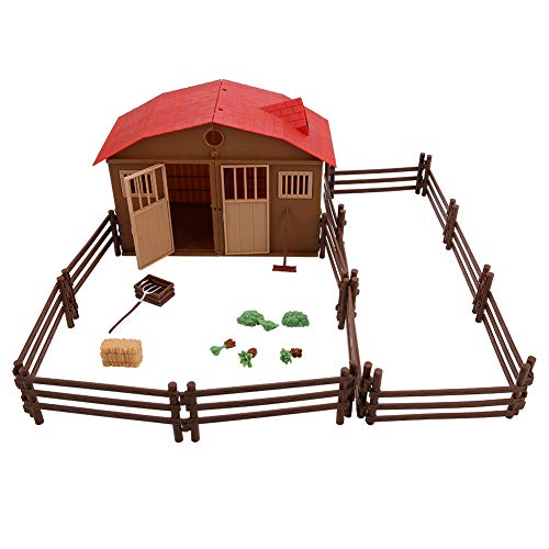 Kinder Farm Toy,2 In 1 Horse Canopy&Farm,Simulation Mini Bauernhaus für Kleinkinder,Farmspielzeug für Jungen& Mädchen,Little People Toys Farm Spielset,Nutztiere Lernen Spielzeugset,Geschenk für Kinder