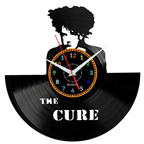 EVEVO The Cure Wanduhr Vinyl Schallplatte Retro-Uhr Handgefertigt Vintage-Geschenk Style Raum Home Dekorationen Tolles Geschenk Uhr The Cure