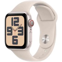 Apple Watch SE (GPS + Cellular) - 40 mm - Starlight Aluminium - intelligente Uhr mit Sportband - Flouroelastomer - Starlight - Bandgröße: S/M - 32GB - Wi-Fi, LTE, Bluetooth - 4G - 27,8 g (MRFX3QF/A)