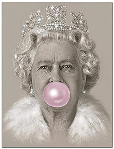 RuiChuangKeJi Wunderschönes Bild 30x50cm ohne Rahmen Elizabeth Ii Porträt Bubblegum Queen Poster und Druck Blasblasen Bild für Wohnzimmer