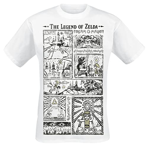 The Legend of Zelda Zeichnung Männer T-Shirt weiß M 100% Baumwolle Fan-Merch, Gaming, Triforce