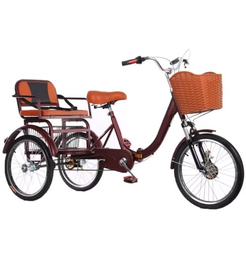 Zusammenklappbares Cruiser-Dreirad zum Abhängen und Reisen,großes 3-Rad-Dreirad für Erwachsene und ältere Menschen,Tandem-Dreirad mit Doppelbremsen,Rikscha-Pedal-Dreirad mit Speichen-Lufträdern