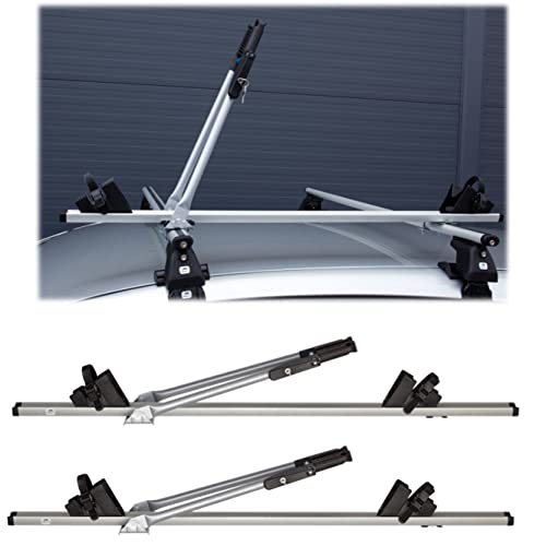 Set 2 x ACOR - Universel Fahrradhalter für 2 Räder Dach-Fahrradträger Fahrradträger für Dachmontage Abschließbar - Montage mit Befestigungsplättchen und Schrauben oder T-Nut Steinen