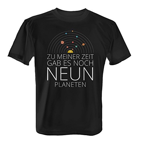 Fashionalarm Zu meiner Zeit gab es noch neun Planeten - Herren T-Shirt Fun Shirt Spruch Spaß Astronomie Sonnensystem Planetensystem Universum Weltall All Zwergplanet Lustig, Farbe:schwarz;Größe:5XL