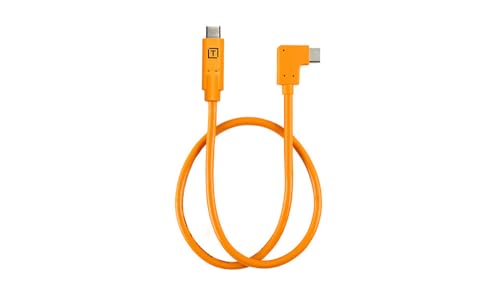TetherPro Datenkabel USB-C an USB-C Pigtail (Orange, rechtsgewinkelt, 50 cm)