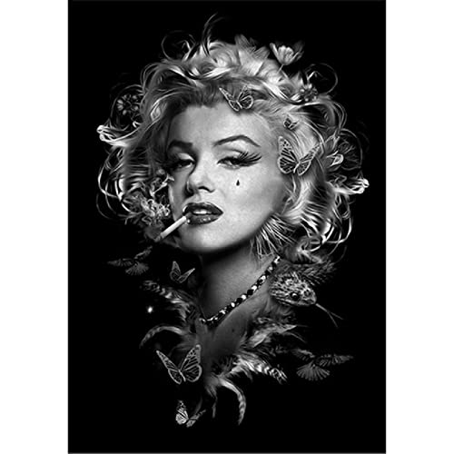 Schwarz Weiß Marilyn Monroe Poster Portrait Leinwand Malerei Und Drucke Cooles Mädchen Wandkunst Bild Für Zimmer Wohnkultur,W945,60X90Cm Kein Rahmen