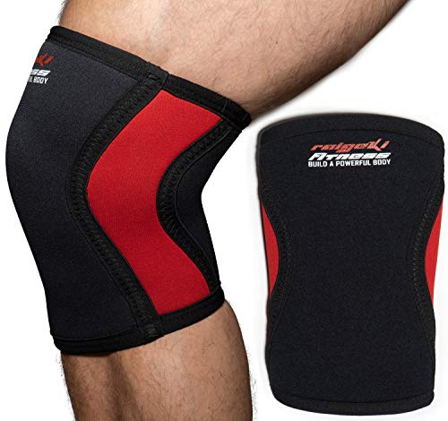 Raigeki Fitness Kniebandage 7mm Neopren [2er Set] Knee Sleeves (+ Trainingspläne) auch für Ellenbogen, Kniestütze, Kniewärmer für Krafttraining, Crossfit, Bodybuilding & Kampfsport (M)