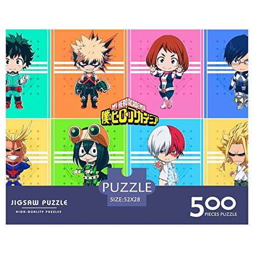Puzzle 500 Teile My Hero Academia,Anime Puzzles Für Erwachsene Jugendliche,unmögliches Puzzle Spielzeug,buntes Fliesenspiel,Geschicklichkeitsspiel Für Die Ganze Familie Geschenke 500pcs (52x38cm)
