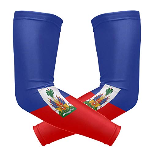ZZKKO Haiti Flag Kühlarm-Ärmel-Abdeckung UV-Schutz für Männer Frauen Laufen Golf Radfahren Arm Warmer Sleeves 1 Paar