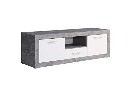 Unbekannt Lowboard BACCIO - Beton-Optik-Weiß - 148x50 cm