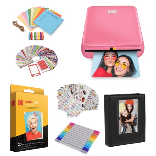 KODAK Step Instant Photo Printer with Bluetooth/NFC, Zink Technology & KODAK App for iOS & Android (Pink) Gift Bundle