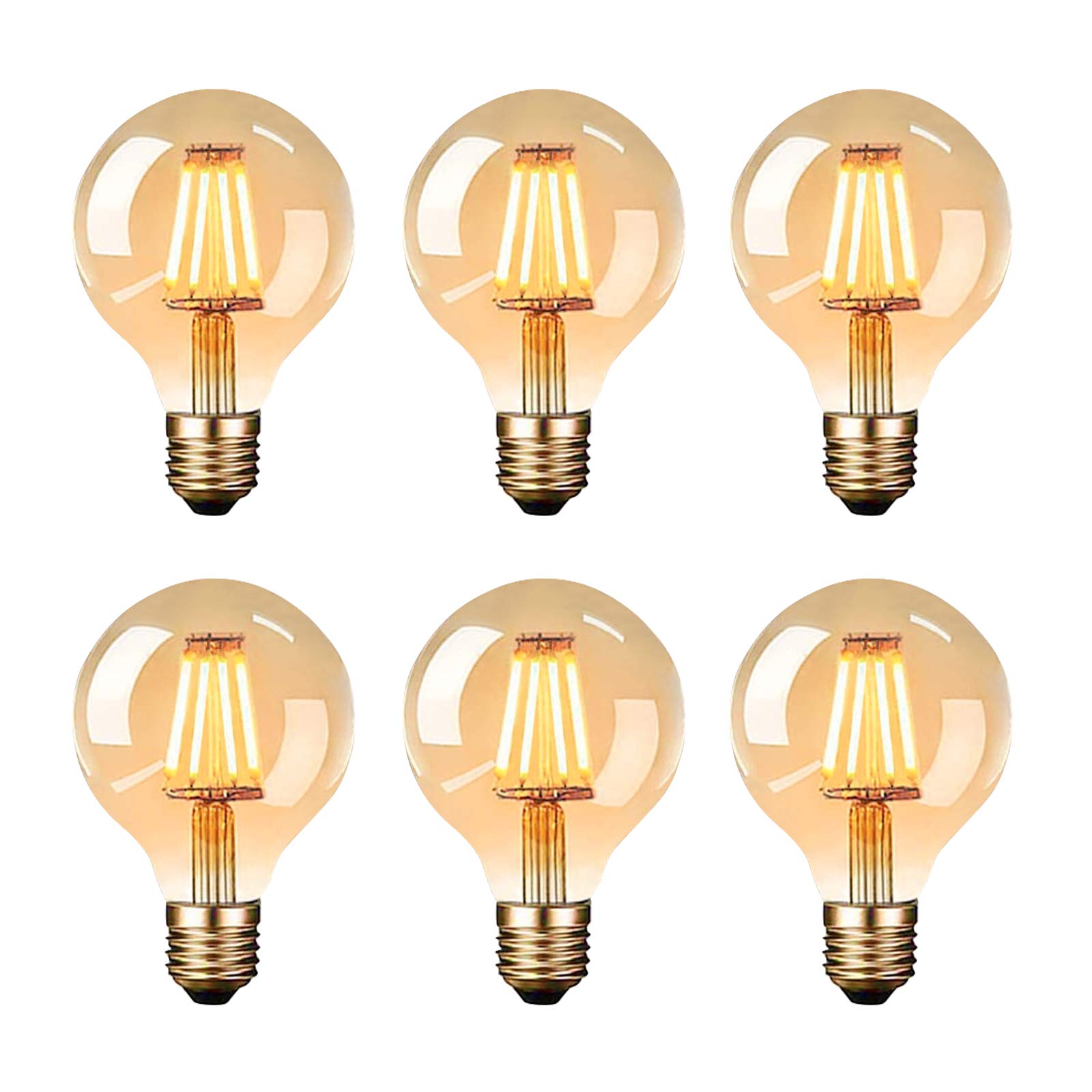 Joymy Edison Vintage Glühbirne, LED Vintage Glühbirne E27 G80 4W Warmweiss Antike Filament LED Glühlampe, Ideal für Nostalgie und Retro Beleuchtung im Haus Café Bar - 6 Stück